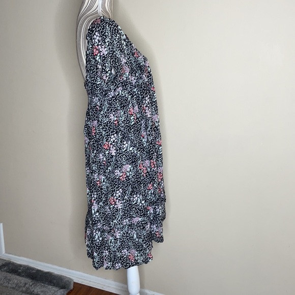 Free Preople Peasant Babydoll Floral Mini Press Black M - Picture 4 of 12